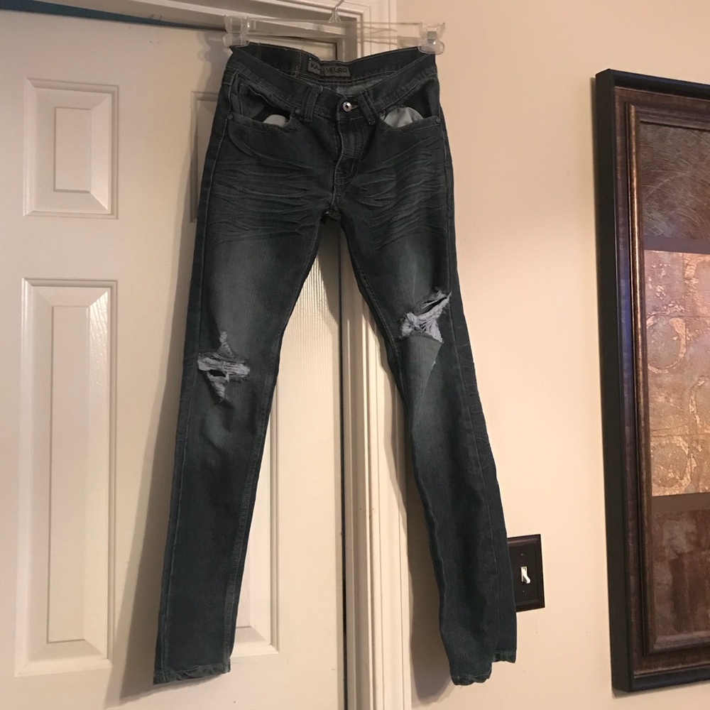 Kaalu Euro distressed dark denim jeans